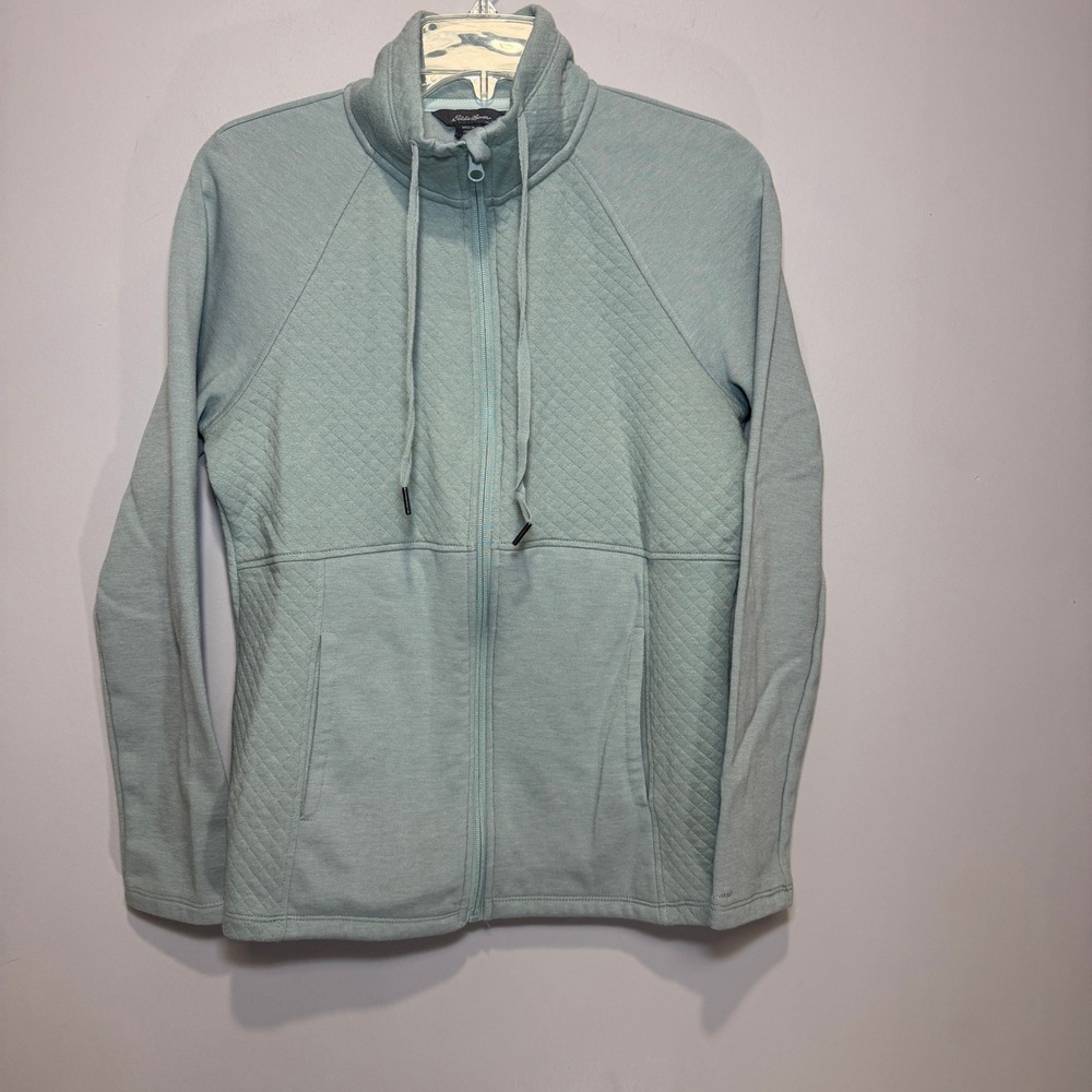 Eddie Bauer Womens Mint Green Quilted Full Zip Funnel Neck Sweatshirt‎ Jacket M